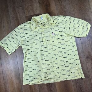 Vintage 80s Bandit Outdoors Fishing Shirt Lure Print Men’s L USA Made Button Up